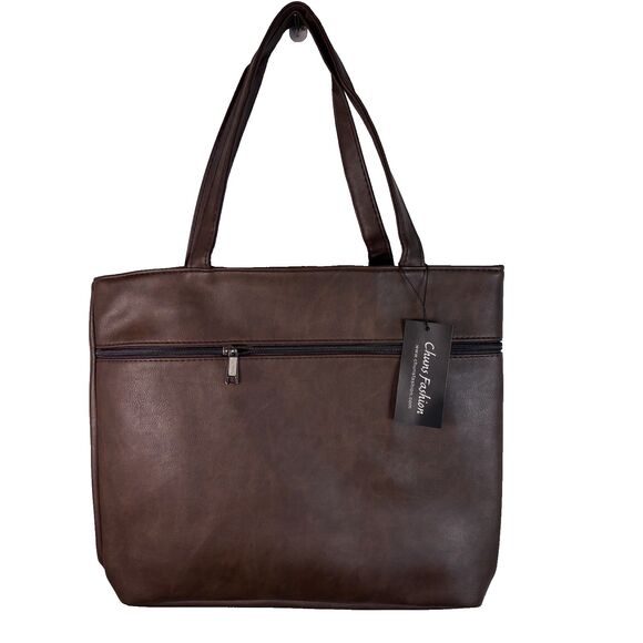 Women's Handbag Satchel Purse Zip Detail One Size CHUNS Brown NWT - Picture 2 of 7